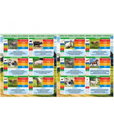 BUSTA GEO NATURE TEOREMA GIOCHI ANIMALI DELLA FATTORIA RIGIDI 6PZ.  2 MODELLI CON MAPPA ILLUSTRATIVA