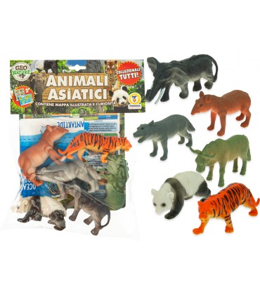 BUSTA GEO NATURE TEOREMA GIOCHI ANIMALI DELL'ASIA RIGIDI 6PZ. CON MAPPA ILLUSTRATIVA