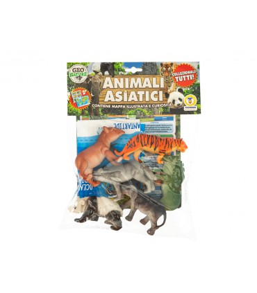 BUSTA GEO NATURE TEOREMA GIOCHI ANIMALI DELL'ASIA RIGIDI 6PZ. CON MAPPA ILLUSTRATIVA