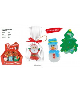 CARAMELLE DECORAZIONE ALBERO NATALE CON FUNE DA APPENDERE SOGGETTI ASSORTITI 30 GR ESPO DA 24PZ