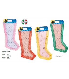 Calza TULLE FLAVIA ASSORTITA IN 4 COLORI (ROSA,GIALLO,VERDE,ROSSO) CONF. DA 15 PZ.