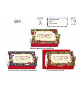 biglietto DI NATALE CROMO portasoldi LAVORAZIONE IN ORO E RILIEVO INTERNO A COLORI conf. 12 pz. assortiti