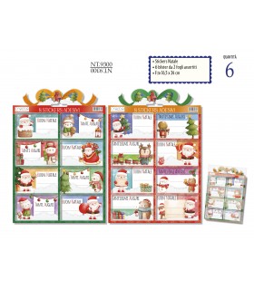 STICKERS NATALIZI ADESIVI 6 BLISTER DA 2 FOGLI ASSORTITI F.TO 16.5X24 CM.