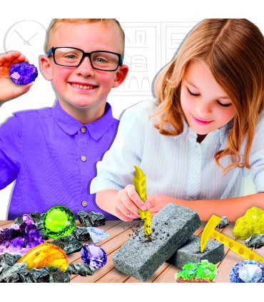 GEMME DA TUTTO IL MONDO POCKET CON BLOCCO DI GESSO DA SCAVARE ATTREZZI E POSTER  I'M A GENIUS LISCIANIGIOCHI