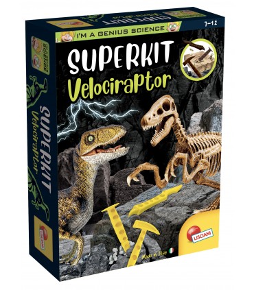 SUPER KIT VELOCIRAPTOR Con fossile da scavare I'M A GENIUS LISCIANIGIOCHI