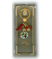 Corno Portafortuna in Metallo Artigianale e Smaltato a Mano Con Coccinella e Quadrifoglio IN ELEGANTE SCATOLA DA REGALO