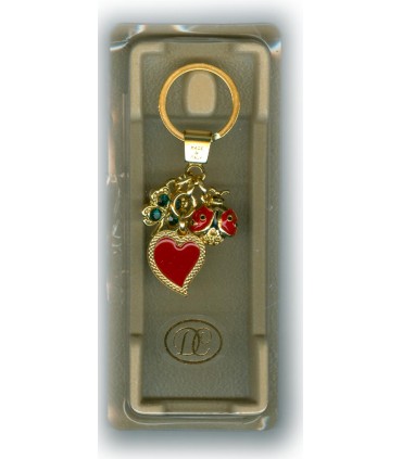 Portafortuna in Metallo Artigianale e Smaltato a Mano Con Coccinella Quadrifoglio e Cuore IN ELEGANTE SCATOLA DA REGALO