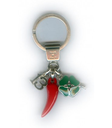 Corno Portafortuna in Metallo Artigianale e Smaltato a Mano Con Numero 13 e Quadrifoglio IN ELEGANTE SCATOLA DA REGALO