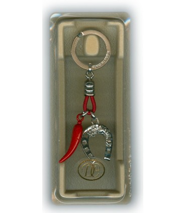 Corno Portafortuna in Metallo Artigianale e Smaltato a Mano Con Ferro di Cavallo IN ELEGANTE SCATOLA DA REGALO