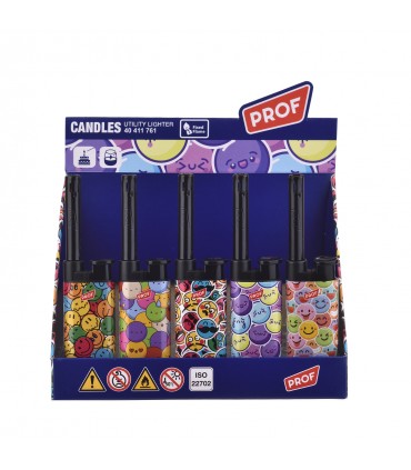 Accendigas ELETTRONICO prof BBQ COLOR FACE Expo da 25 pz. assortito con 5 fantasie