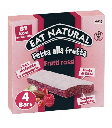 BARRETTA EAT NATURAL MORBIDA FRUTTI ROSSI con datteri E MANDORLE CONF.4 PZ X 25GR