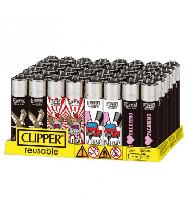 Accendino Clipper Large SOUVENIR PALERMO 2 conf. 48 pz. assortiti con 4 grafiche