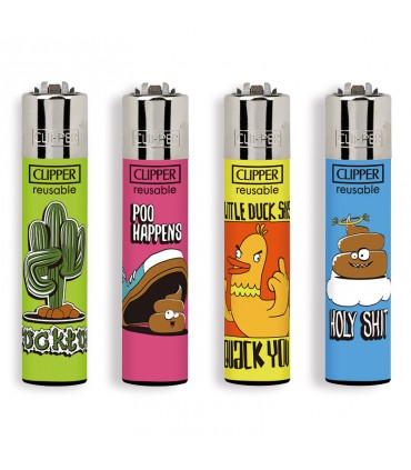 Accendino Clipper Large TRENDY SENTENCES 4 conf. 48 pz. assortiti con 4 grafiche
