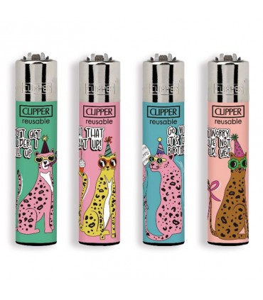Accendino Clipper Large BIRTHDAY LEOPARD conf. 48 pz. assortiti con 4 grafiche