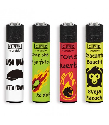 Accendino Clipper Large slang conf. 48 pz. assortiti con 4 grafiche