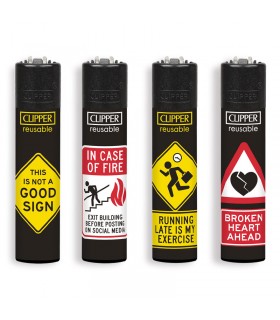 accendino Clipper large FUNNY SIGNS conf. 48 pz. assortiti IN 4 GRAFICHE