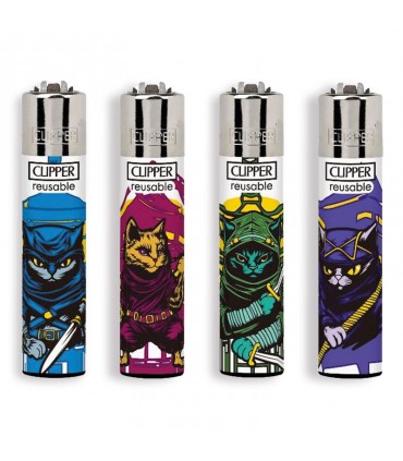 Accendino Clipper Large NINJA CATS conf. 48 pz. assortiti con 4 grafiche