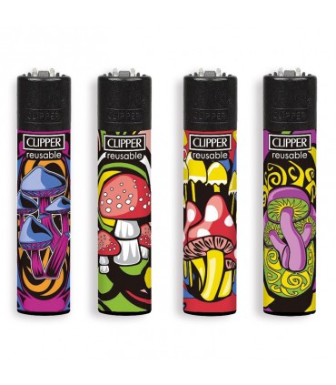 Accendino Clipper Large MUSHROOMS conf. 48 pz. assortiti con 4 grafiche