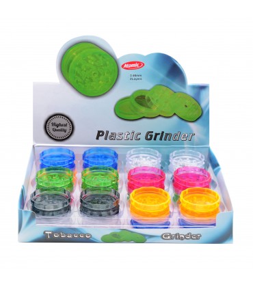 Grinder Atomic in Plastica 2 Parti DIAM. 46MM Expo da 24 pz. assortito in 6 colori