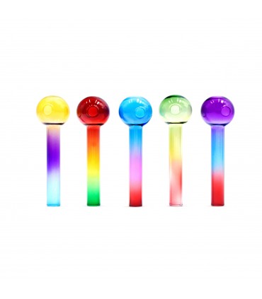 Pipette ATOMIC IN VETRO TRASPARENTE DA 10 CM. expo A BARATTOLO da 90pz.  IN 5 MOTIVI ASSORTITI