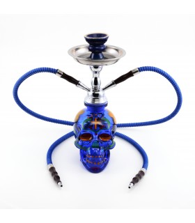 Narghilè Atomic La Catrina in Vetro 2 Tubi H.45 cm colore BLU CONFEZIONATO IN SCATOLA