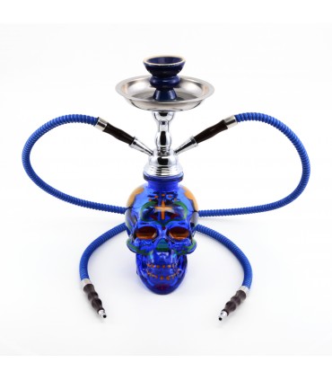 Narghilè Atomic La Catrina in Vetro 2 Tubi H.45 cm colore BLU CONFEZIONATO IN SCATOLA