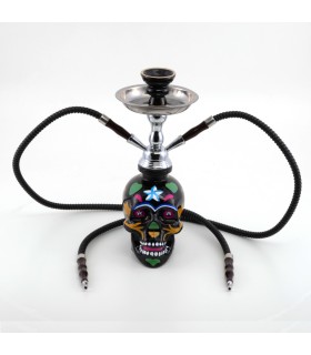 Narghilè Atomic La Catrina in Vetro 2 Tubi H.45 cm colore NERO CONFEZIONATO IN SCATOLA