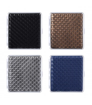 Portasigarette Atomic in Metallo CON ELASTICO DIMENSIONI 80X95 MM Expo DA 6 pz. CON 4 COLORI ASSORTITI GRAFICA A RILIEVO