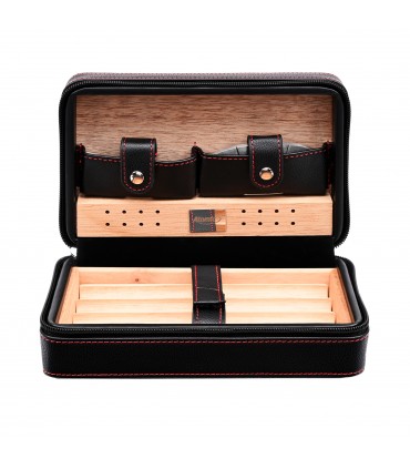 Umidificatore per Sigari DA VIAGGIO può contenere fino a 4 SIGARI realizzato IN PELLE con Tagliasigari in metallo