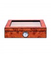 Umidificatore per Sigari ATOMIC  IN LEGNO DI CEDRO MARRONE CON IGROMETRO ESTERNO contiene fino a 20 SIGARI finestra in vetro