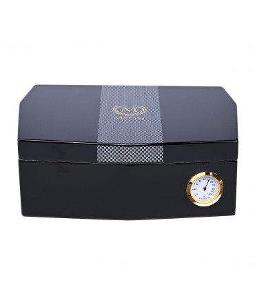 Umidificatore per Sigari MYON  IN LEGNO DI CEDRO IGROMETRO ELETTRONICO può contenere fino a 10 SIGARI CON FINITURA NERO CARBON