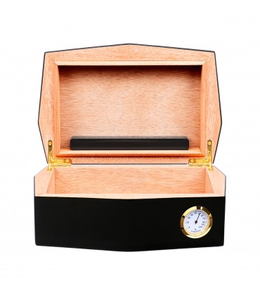 Umidificatore per Sigari MYON  IN LEGNO DI CEDRO IGROMETRO ELETTRONICO può contenere fino a 10 SIGARI CON FINITURA NERO CARBON