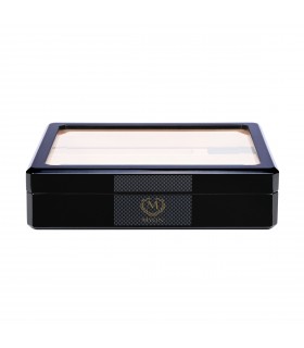 Umidificatore per Sigari MYON  IN LEGNO DI CEDRO fino a 15/25 SIGARI CON FINITURA NERO LUCIDO FINESTRA IN ACRILICO