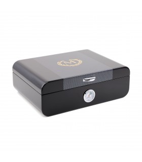 Umidificatore per Sigari MYON XL IN LEGNO DI CEDRO CON IGROMETRO ESTERNO fino 25 SIGARI CON FINITURA NERO CARBON