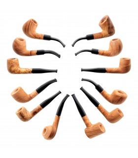 Pipa in LEGNO MYON midi Legno d'ulivo L.12 cm DIAMETRO 9MM CON BUSTINA IN TESSUTO DISPONIBILE in diversi modelli