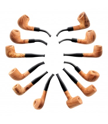 Pipa in LEGNO MYON midi Legno d'ulivo L.12 cm DIAMETRO 9MM CON BUSTINA IN TESSUTO DISPONIBILE in diversi modelli