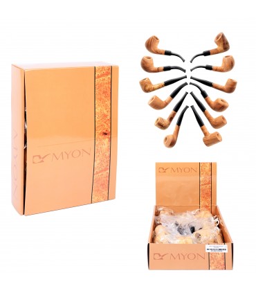 Pipa in LEGNO MYON midi Legno d'ulivo L.12 cm DIAMETRO 9MM CON BUSTINA IN TESSUTO DISPONIBILE in diversi modelli