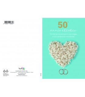 Biglietto Marpimar ANNIVERSARIO MATRIMONIO 50° CON GLITTER conf. 12 pz.