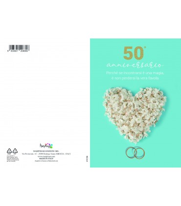 Biglietto Marpimar ANNIVERSARIO MATRIMONIO 50° CON GLITTER conf. 12 pz.