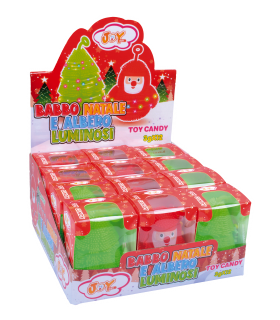 BABBO NATALE E ALBERO LUMINOSO IN GOMMA GIOCATTOLO CON GUSTOSE CARAMELLE ASSORTITE ALLA FRUTTA da 3g CONF. 12PZ