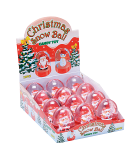 BABBO NATALE GIOCATTOLO IN UNA SFERA DI PLASTICA CON EFFETTO NEVE CON GUSTOSE CARAMELLE ASSORTITE ALLA FRUTTA da 3g CONF. 12PZ