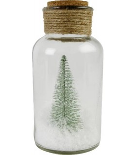 Bottiglia in Vetro con Abete e Neve