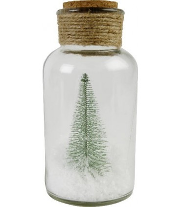 Bottiglia in Vetro con Abete e Neve