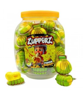 CARAMELLE GOMMOSE ZUPPERZ BANANA  RIPIENE DI GEL ALLA BANANA CONFEZIONATE SINGOLARMENTE EXPO. 50 PZ. DA 18 GR.