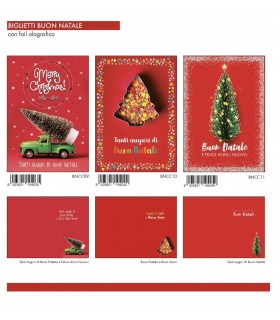 Biglietti Marpimar BUON NATALE MEDI CON GLITTER MIS.8.5X13.5 CM CONF. 60 PZ.