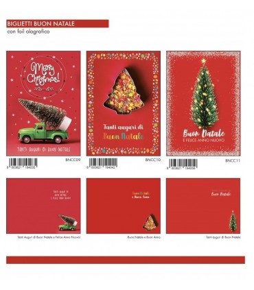 Biglietti Marpimar BUON NATALE MEDI CON GLITTER MIS.8.5X13.5 CM CONF. 60 PZ.