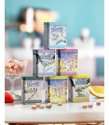 PASTIGLIE LEONE DISSETANTI COLLEZIONE olimpiadi milano-cortina 2026 lattina in metallo DA 30g CONF. DA 24 PZ. gusti assortiti