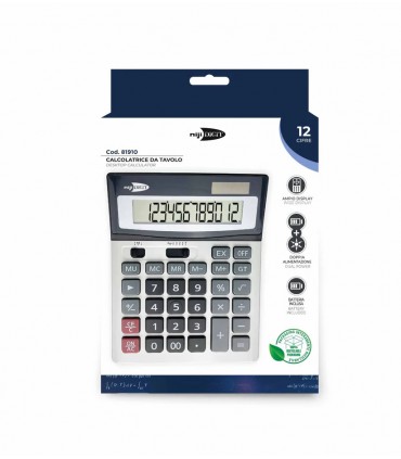 Calcolatrice Elettronica Niji 12 Cifre mis.14.5X18.5 cm