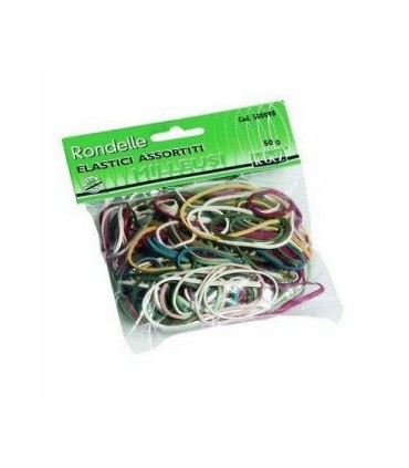 Busta 50gr Elastici in gomma in misure e colori assortiti