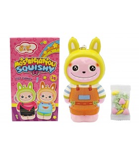 MOSTRICIATTOLI SQUISHY portachiavi giocattolo con GUSTOSE caramelle ASSORTITE CONF DA 12 PZ DA 3G